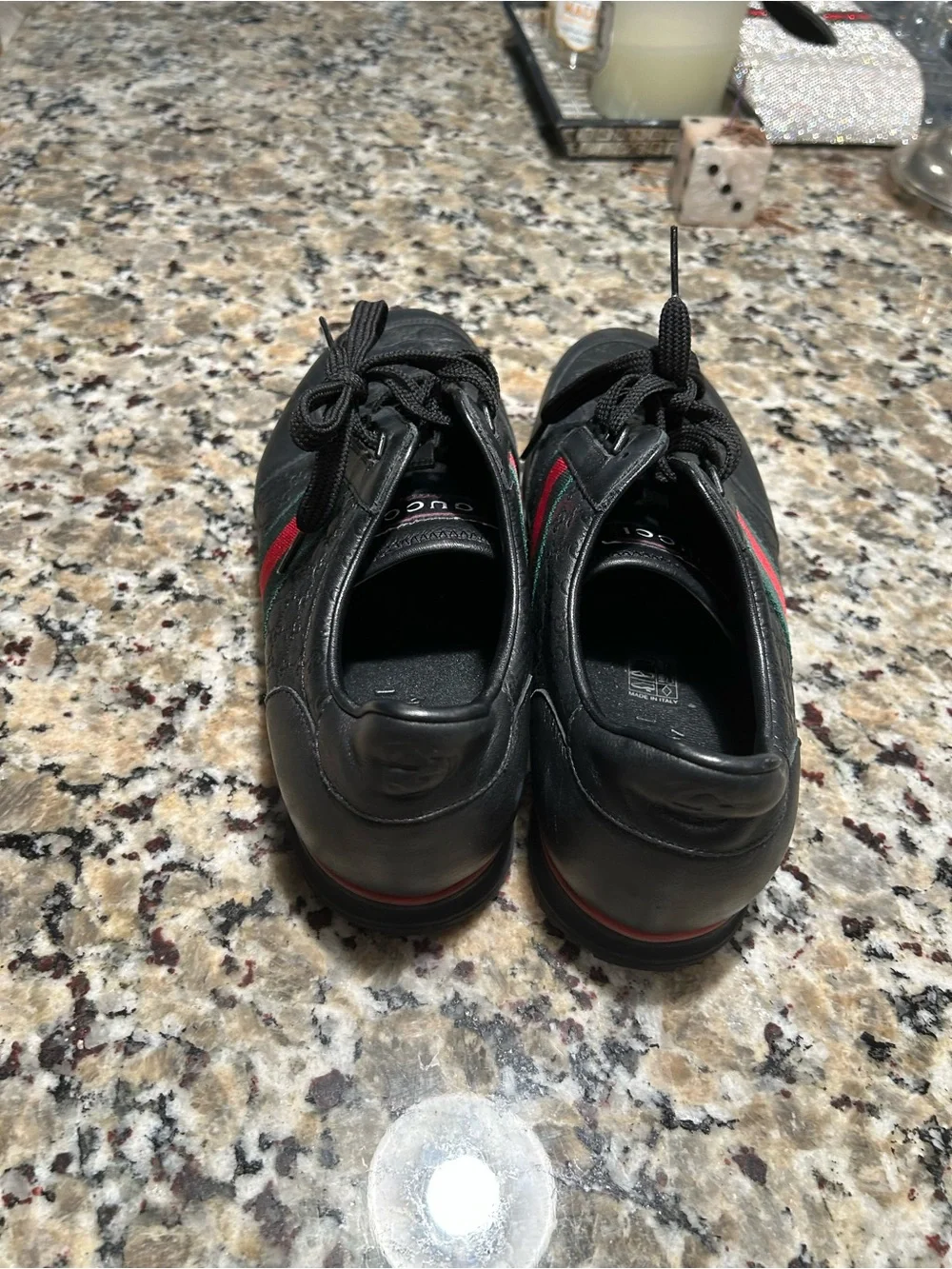 Gucci Leather Web Sneaker 'Black' , 233334 Size 10.5G